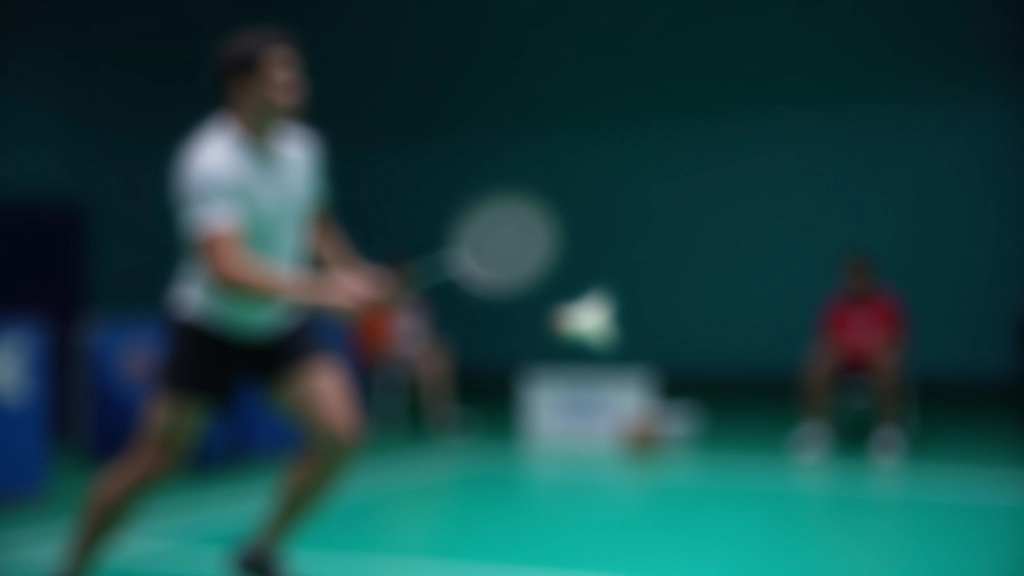 لاعب بكرة ريشة في لحظة الاتصال بين الريشة والمضرب أثناء الدروب شوت