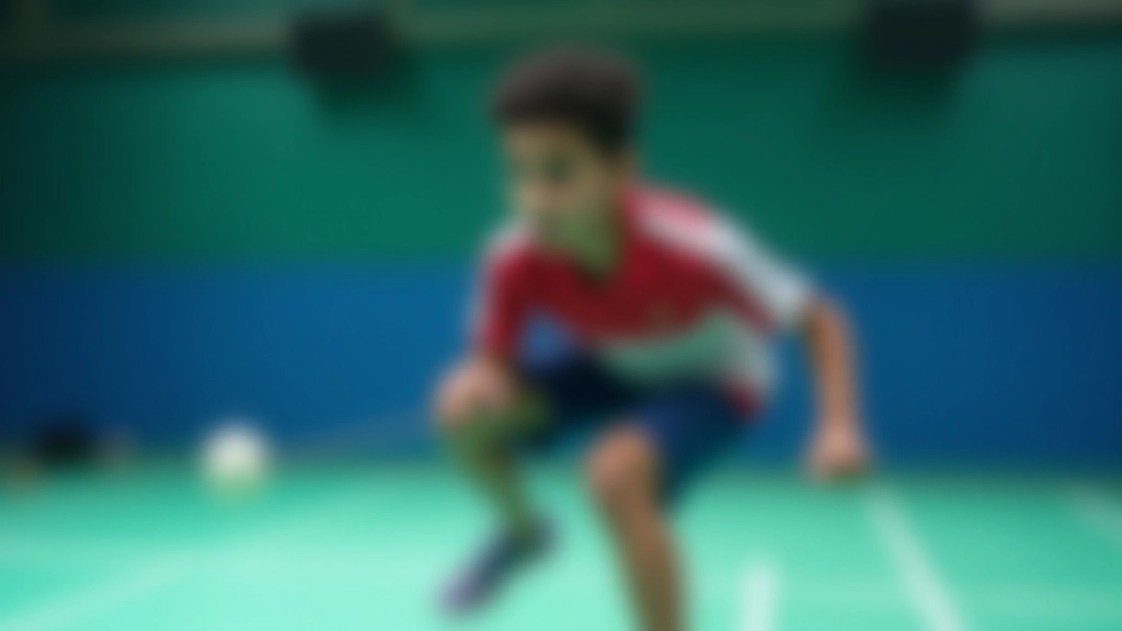 لاعب شاب يؤدي تمرين قفزات ماكنة على ملعب الريشة مع تركيز على الرشاقة